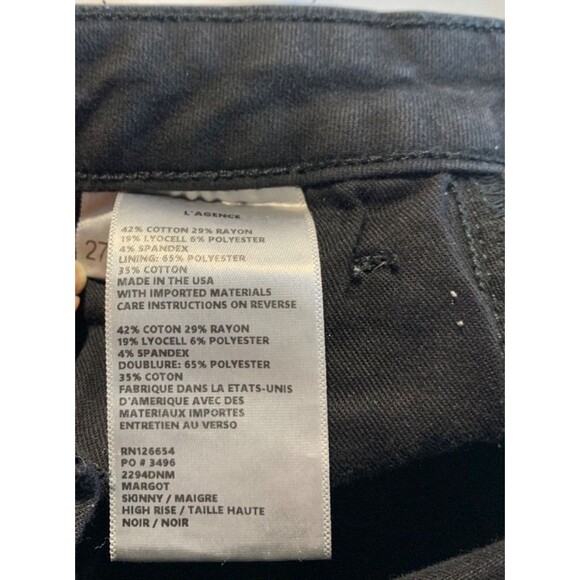 L'Agence Jeans Womens size 27 Black Margot High Rise Skinny Ankle Stretch Denim - Picture 9 of 10